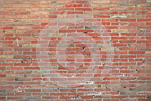 Red brick wall background in a photographer photo studio