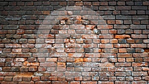 Red brick wall background, Red brick wall texture grunge background with vignetted corners to interior design