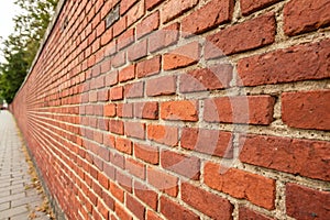 Red brick wall with brick background