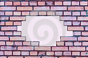Red brick wall background with white place for text photo
