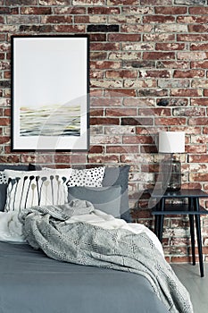 Red brick wall in bedroom