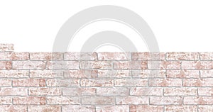Red brick wall construction on white background. Concept of construction. Copy space.