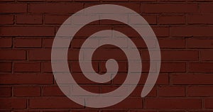 Red brick wall, dark background for design. Part of red painted brick wall. Empty.