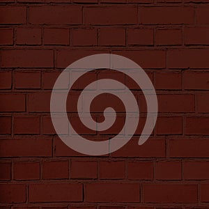 Red brick wall, dark background for design. Part of red painted brick wall. Empty.