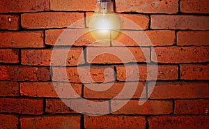 Red Brick Wall and Light Bulb