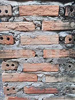 Red brick wall, not plastered