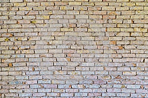 Red brick wall panoramic background. Old vintage brick wall pattern