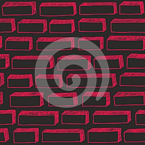 Red brick wall seamless pattern.