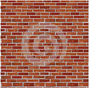 Red brick wall seamless Vector pattern background.