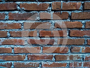 Red Brick Wall Texture Background with Cement Pattern, Rustic Construction Surface