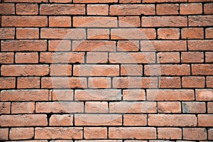 Red brick wall texture background . close up view