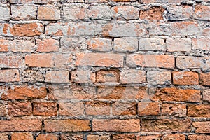 Red brick wall texture grunge background.