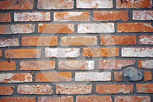 Red brick wall texture grunge background with vignetted corners