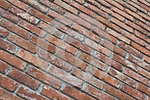 Red brick wall texture in perspective view with film matt effect