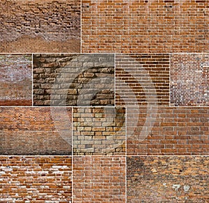 Red brick wall textures