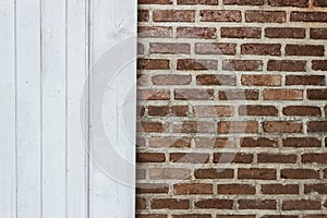 A red brick with white wall.