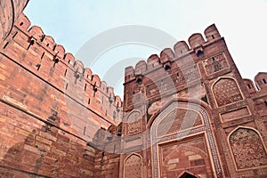 Red Bricks of Agra Fort in Uttar Pradesh, India