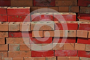 Red bricks on a pile