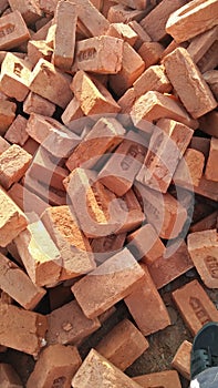 Red bricks pile use in construction