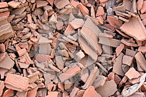 Red bricks rubble