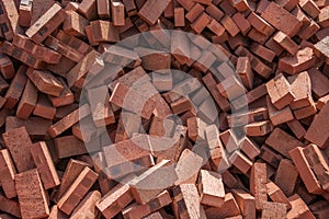 Red bricks stacked on construction sites