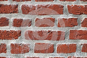 Red bricks in wall