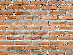 Red bricks wall as background front view closeup.