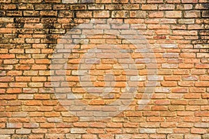 Red bricks wall texture background close up.