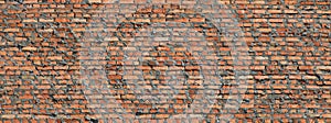 Red bricks wall texture and background. Panorama