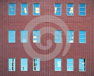 Red bricks and windows building office wall architecture downtown