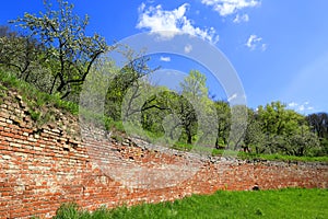 Red brickwork wall in singening terraces