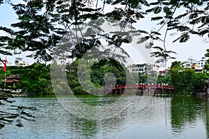 Red Bridge in Hoan Kiem Lake, Ha Noi, Vietnam