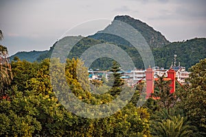 Red bridge on Sanduo Lu street in Guilin