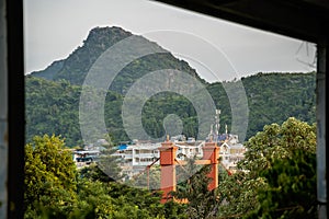 Red bridge on Sanduo Lu street in Guilin