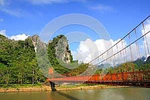 Red bridge in Vang Vieng
