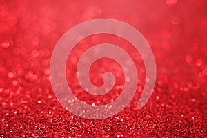 Red bright glitter bokeh background. Sparkle texture
