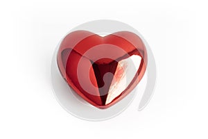 red brilliant heart isolated on white background