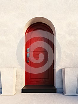 Red british house door