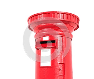 Red British postbox isolated on white background