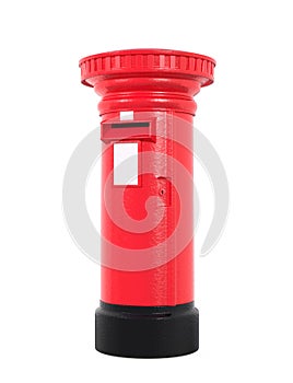 Red British postbox isolated on white background