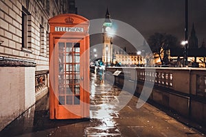 Red British Telephone Booth in London