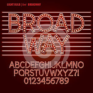 Red Broadway Light Bulb Alphabet and Digit Vector