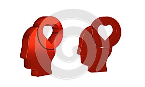 Red Broken heart or divorce icon isolated on transparent background. Love symbol. Valentines day.