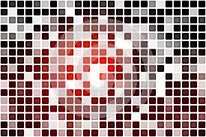 Red brown black occasional opacity mosaic over white