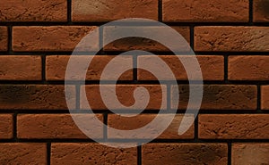 Red brown bricks, blocks, exterior decorative tiles. Pattern, background, wall, texture, close up