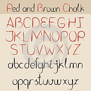 Red and brown chalk alphabet