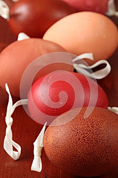 Red and brown Easter egg shells