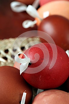 Red and brown Easter egg shells
