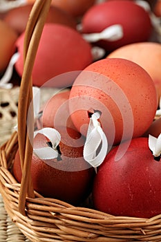 Red and brown Easter egg shells