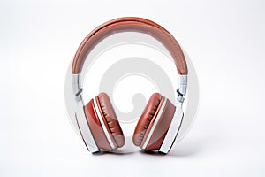 red brown isolated headphones on white background